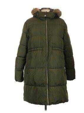 Small Olive Green Long Woman's Puffer - Old Navy